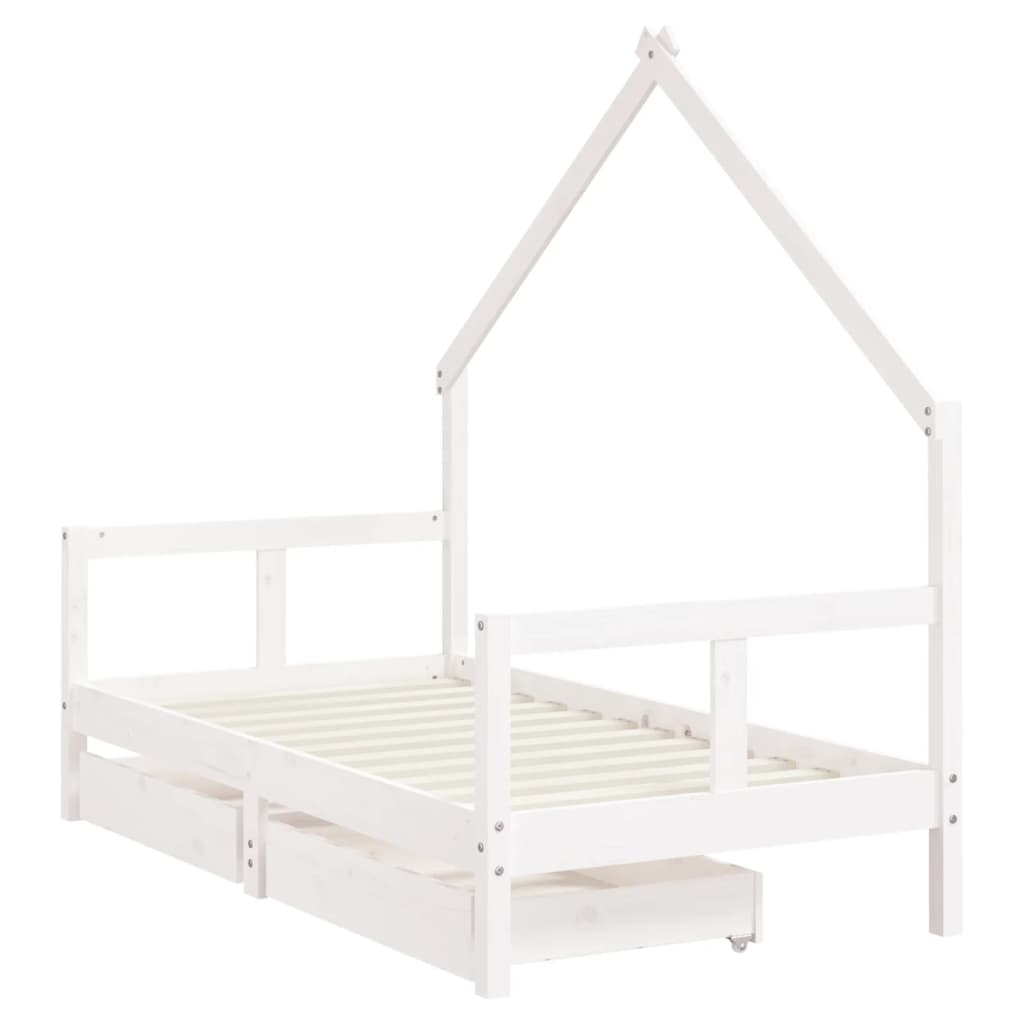 Kinderbedframe met lades 80x160 cm massief grenenhout wit is nu te koop bij PeponiXL, paradijselijk wonen!