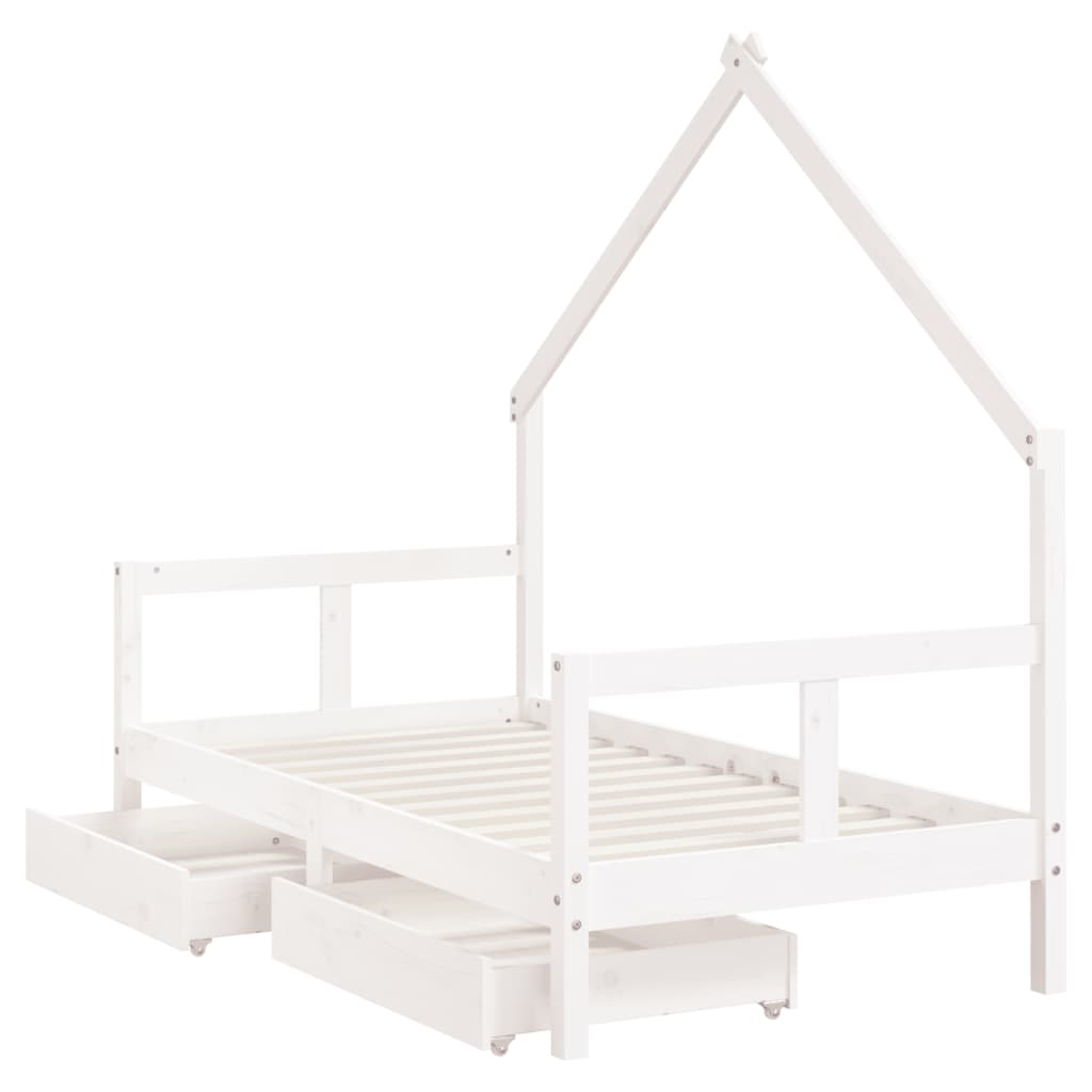 Kinderbedframe met lades 80x160 cm massief grenenhout wit is nu te koop bij PeponiXL, paradijselijk wonen!