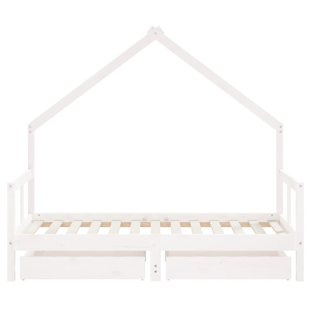 Kinderbedframe met lades 80x160 cm massief grenenhout wit is nu te koop bij PeponiXL, paradijselijk wonen!