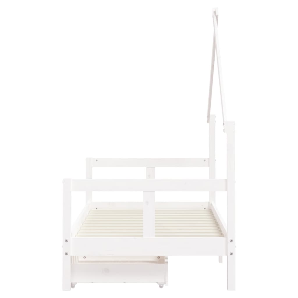 Kinderbedframe met lades 80x160 cm massief grenenhout wit is nu te koop bij PeponiXL, paradijselijk wonen!