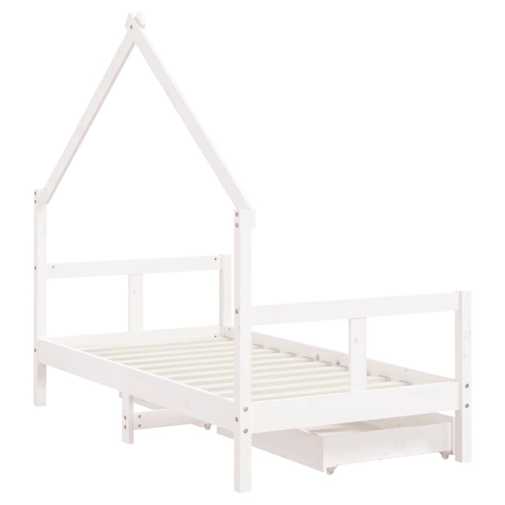 Kinderbedframe met lades 80x160 cm massief grenenhout wit is nu te koop bij PeponiXL, paradijselijk wonen!