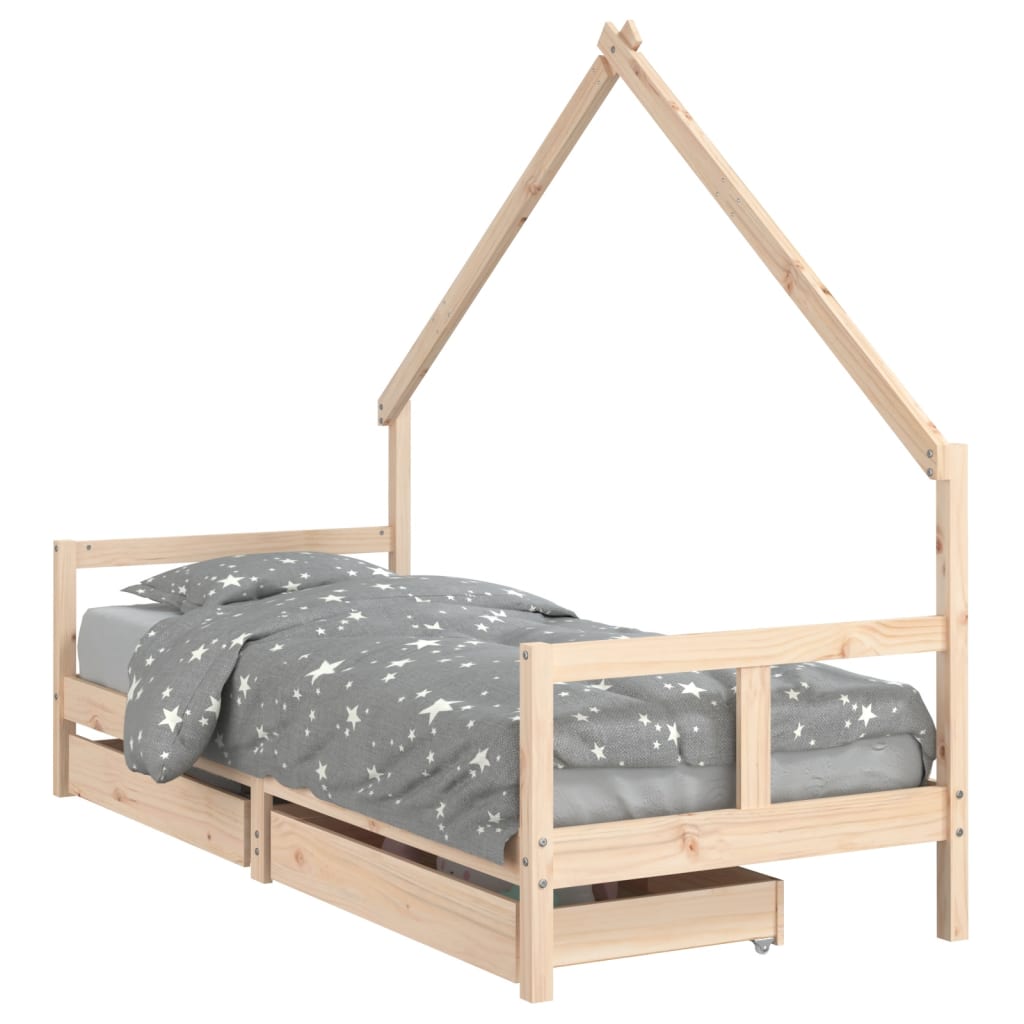 Kinderbedframe met lades 80x200 cm massief grenenhout is nu te koop bij PeponiXL, paradijselijk wonen!