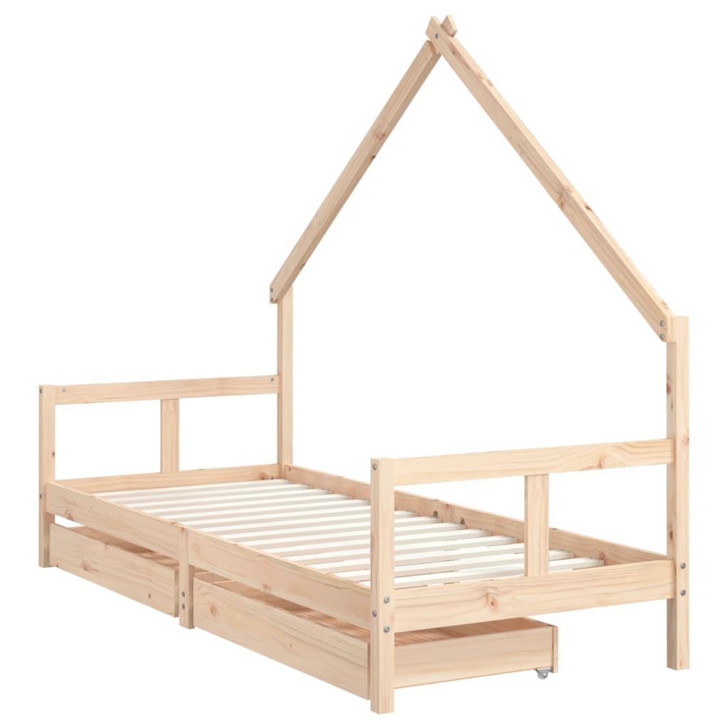 Kinderbedframe met lades 80x200 cm massief grenenhout is nu te koop bij PeponiXL, paradijselijk wonen!