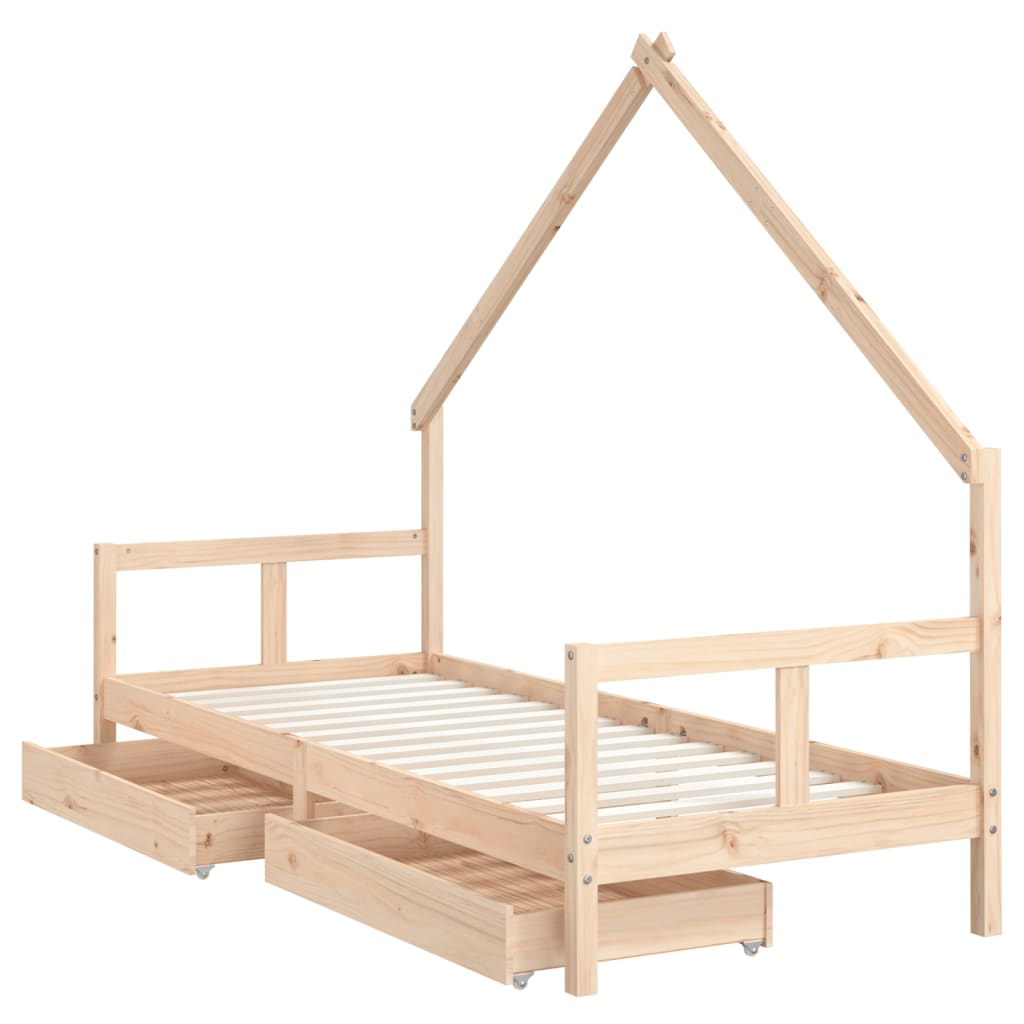 Kinderbedframe met lades 80x200 cm massief grenenhout is nu te koop bij PeponiXL, paradijselijk wonen!