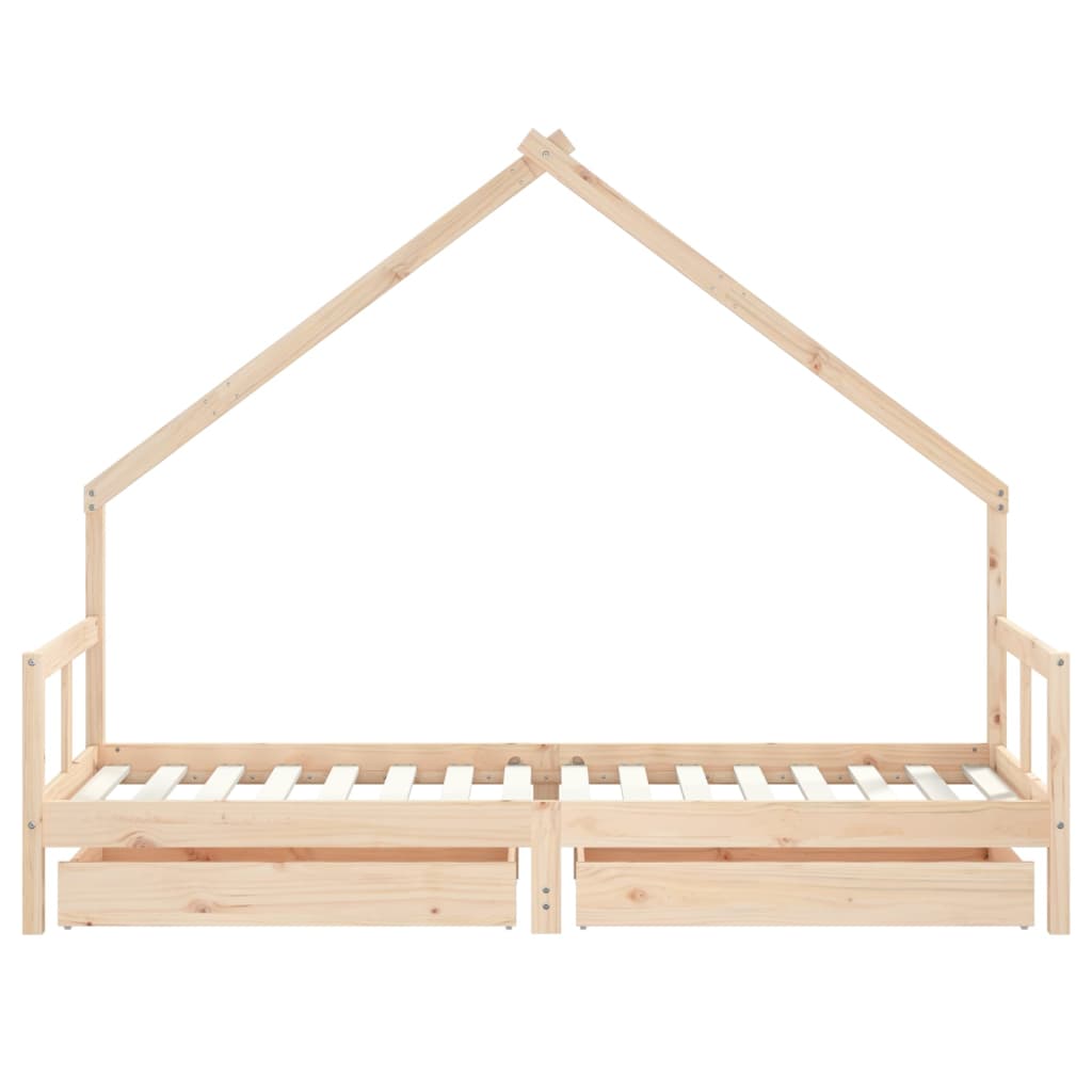 Kinderbedframe met lades 80x200 cm massief grenenhout is nu te koop bij PeponiXL, paradijselijk wonen!