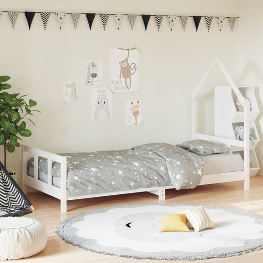 Kinderbedframe 90x190 cm massief grenenhout wit is nu te koop bij PeponiXL, paradijselijk wonen!