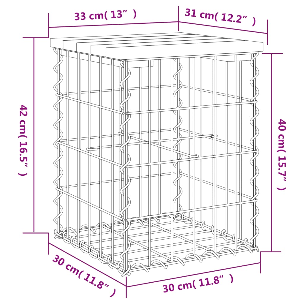 Tuinbank schanskorfontwerp 33x31x42 cm geïmpregneerd grenenhout is nu te koop bij PeponiXL, paradijselijk wonen!