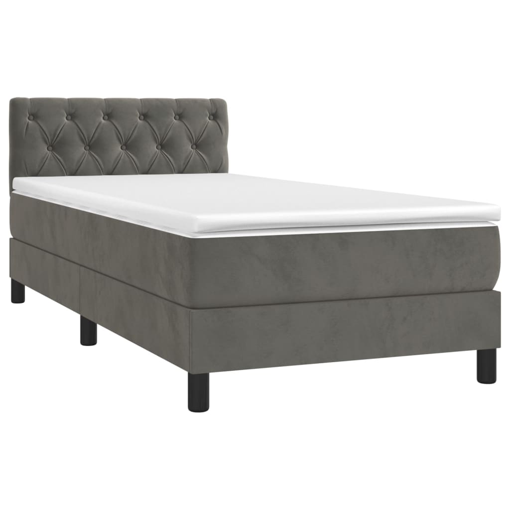 Boxspring met matras fluweel donkergrijs 80x200 cm is nu te koop bij PeponiXL, paradijselijk wonen!
