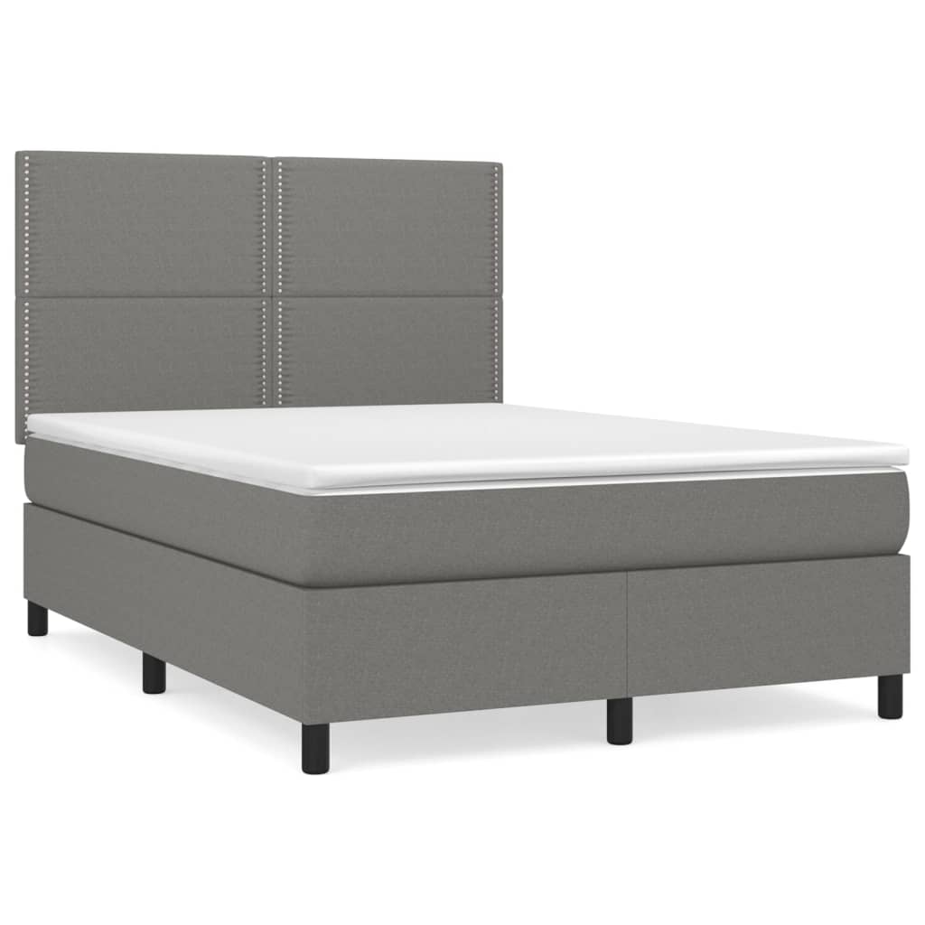 Boxspring met matras stof donkergrijs 140x190 cm is nu te koop bij PeponiXL, paradijselijk wonen!