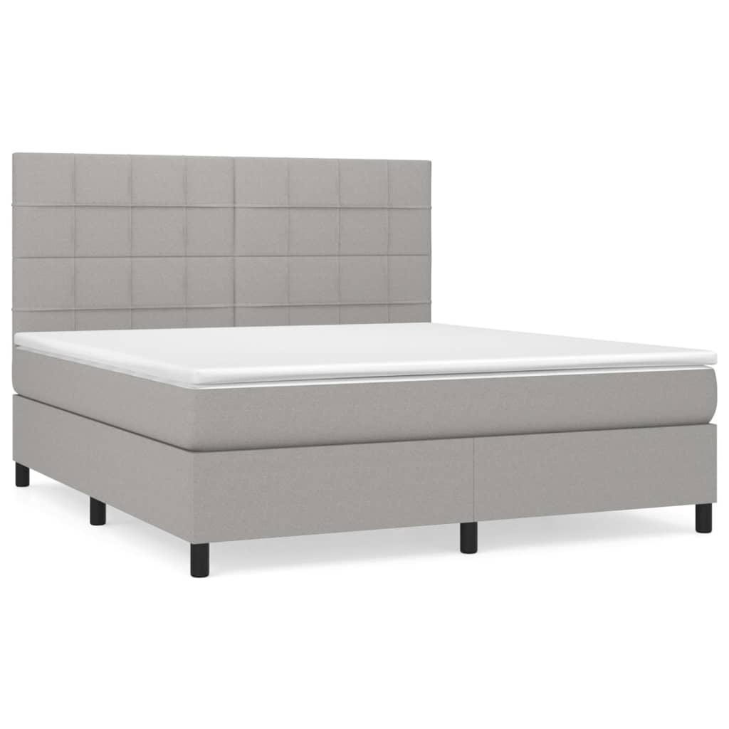 Boxspring met matras stof lichtgrijs 160x200 cm is nu te koop bij PeponiXL, paradijselijk wonen!