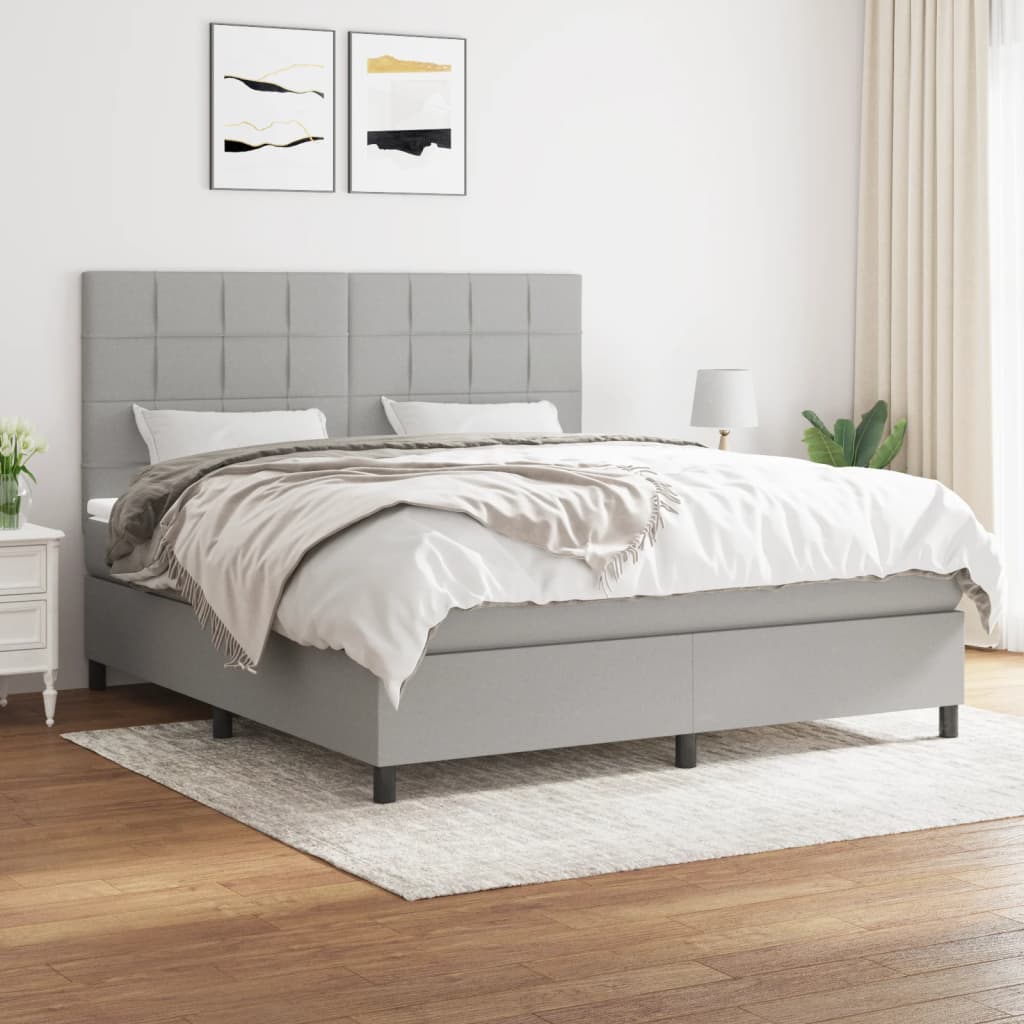 Boxspring met matras stof lichtgrijs 160x200 cm is nu te koop bij PeponiXL, paradijselijk wonen!