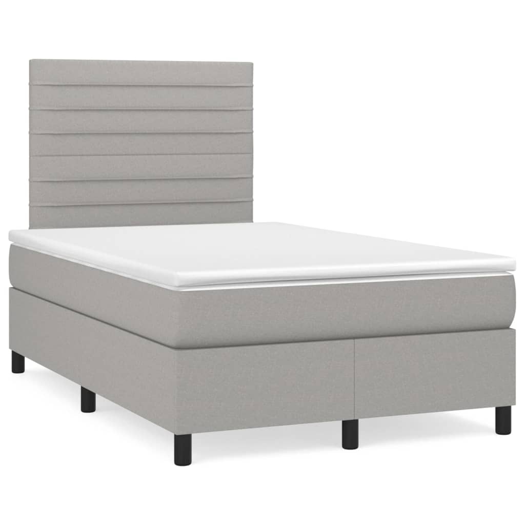 Boxspring met matras stof lichtgrijs 120x200 cm is nu te koop bij PeponiXL, paradijselijk wonen!