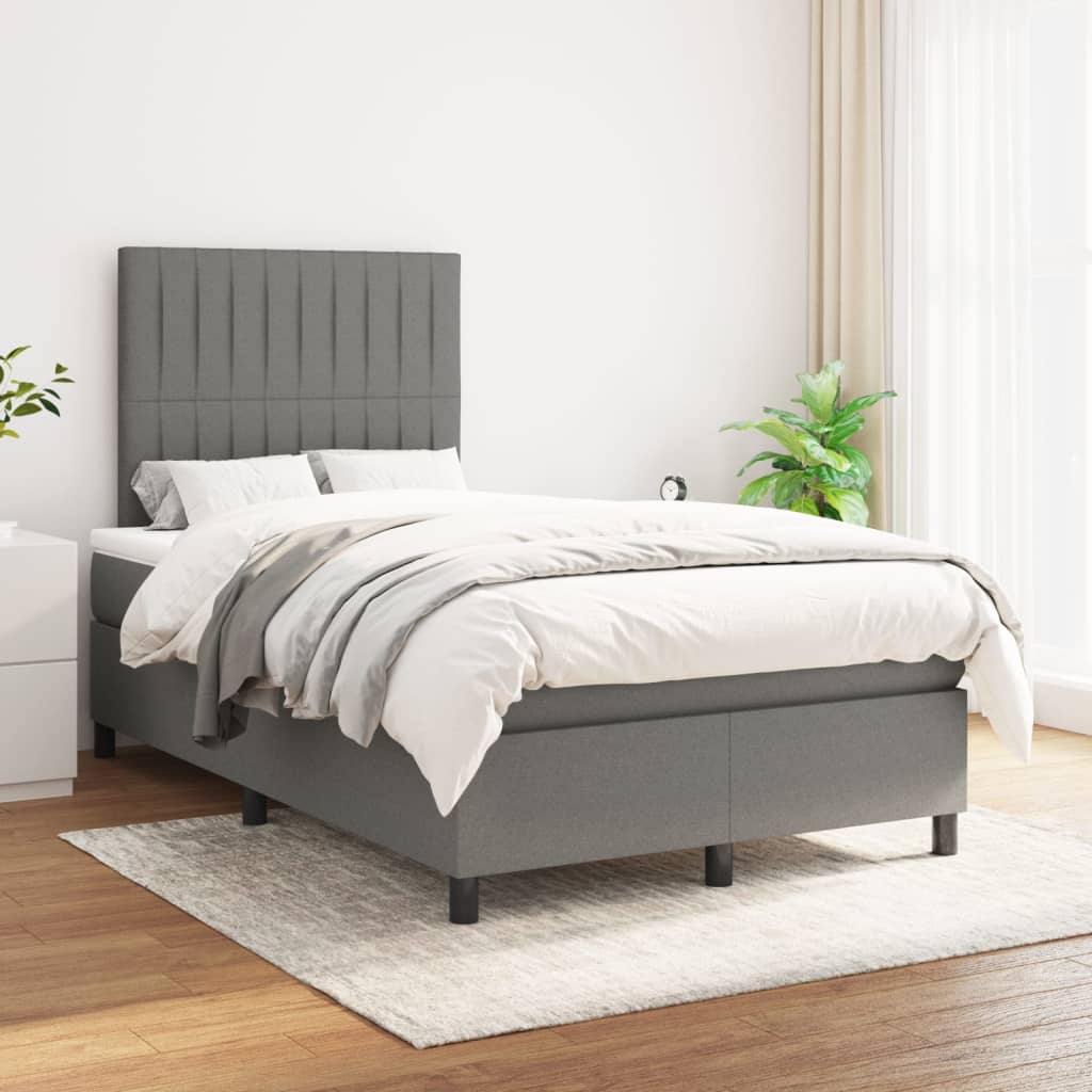 Boxspring met matras stof donkergrijs 120x200 cm is nu te koop bij PeponiXL, paradijselijk wonen!