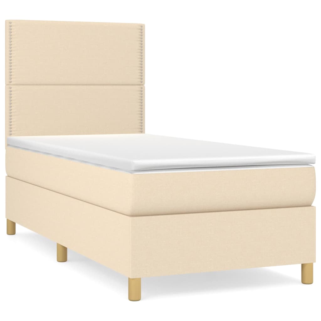 Boxspring met matras stof crèmekleurig 90x190 cm is nu te koop bij PeponiXL, paradijselijk wonen!