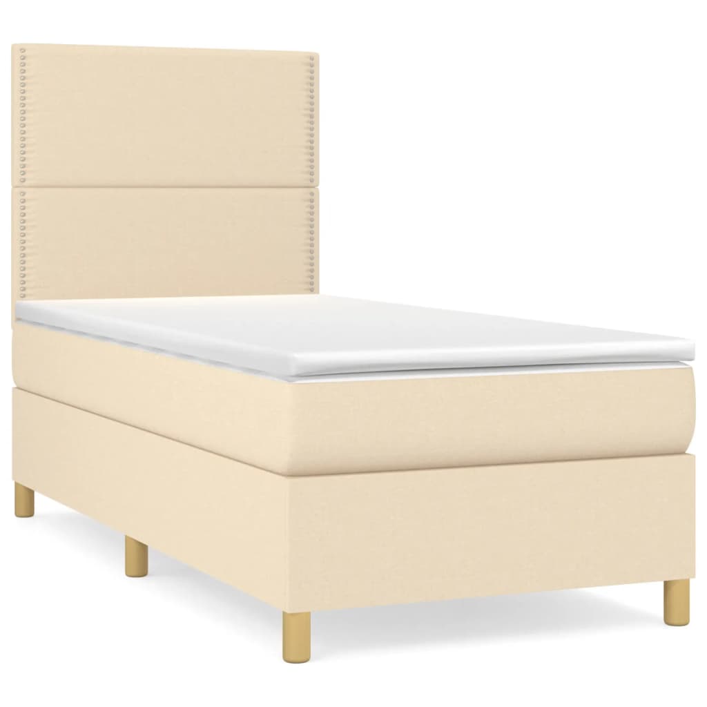 Boxspring met matras stof crèmekleurig 100x200 cm is nu te koop bij PeponiXL, paradijselijk wonen!
