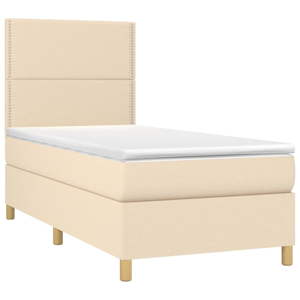 Boxspring met matras stof crèmekleurig 100x200 cm is nu te koop bij PeponiXL, paradijselijk wonen!