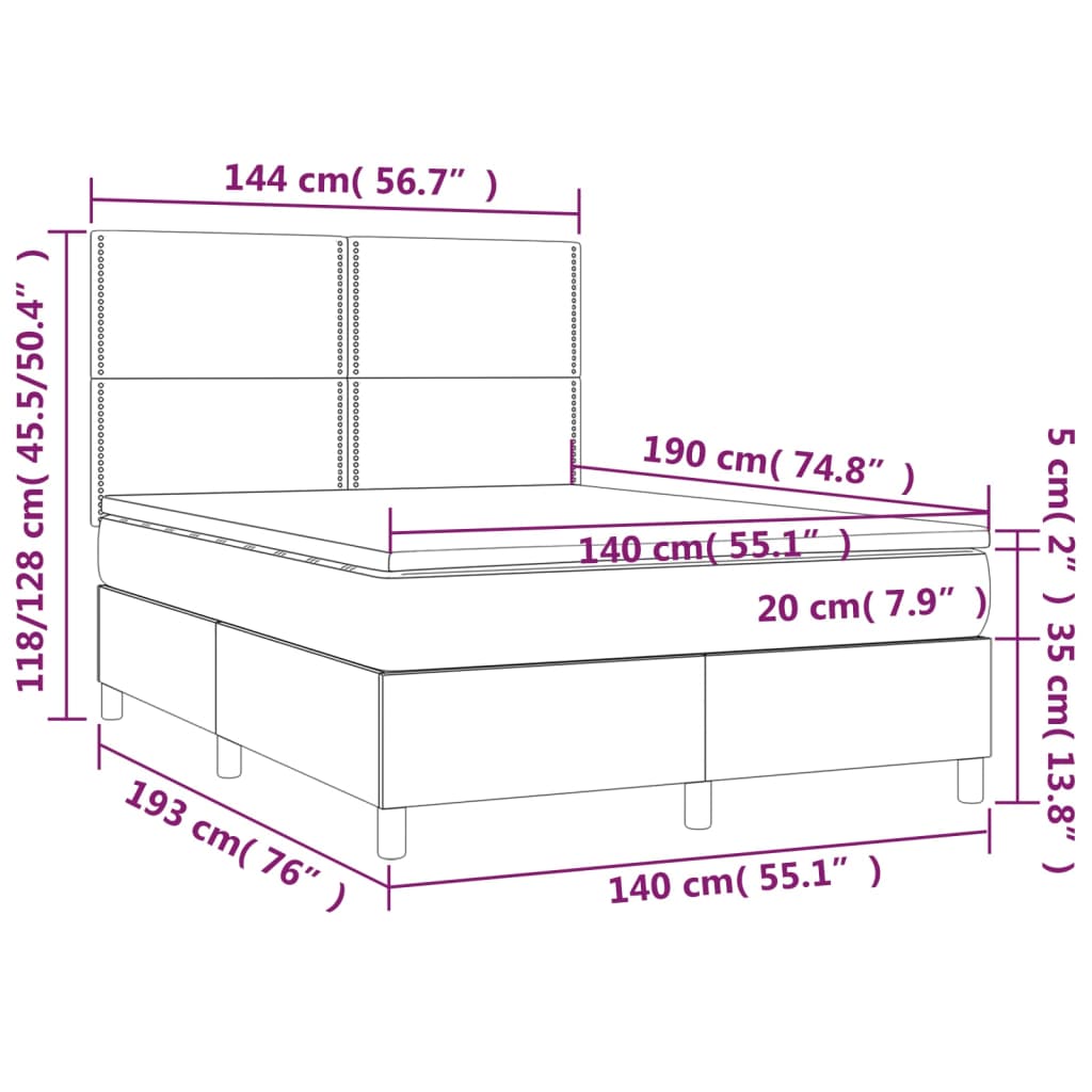 Boxspring met matras stof donkergrijs 140x190 cm is nu te koop bij PeponiXL, paradijselijk wonen!