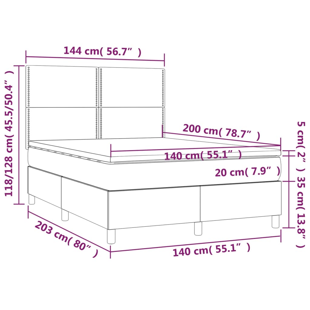 Boxspring met matras stof donkergrijs 140x200 cm is nu te koop bij PeponiXL, paradijselijk wonen!