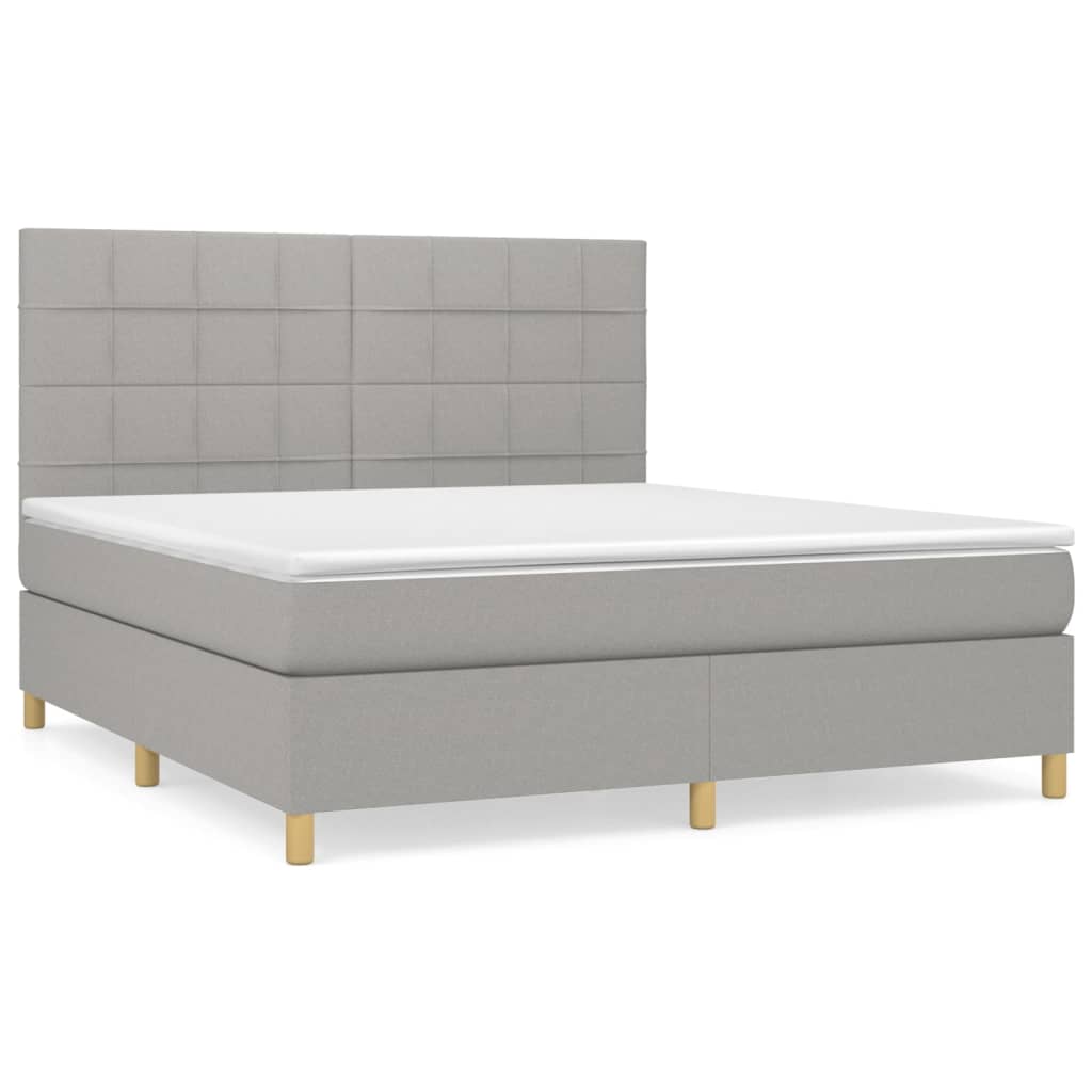 Boxspring met matras stof lichtgrijs 160x200 cm is nu te koop bij PeponiXL, paradijselijk wonen!