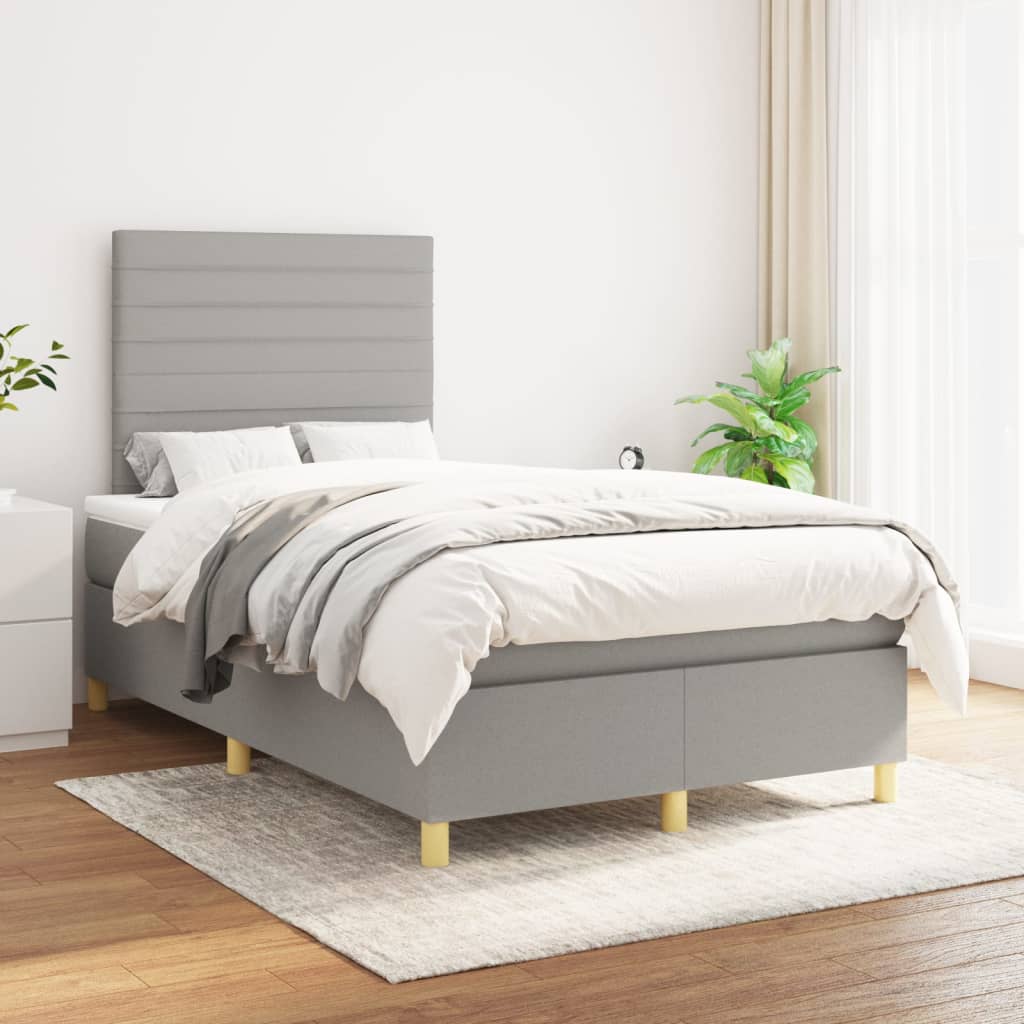 Boxspring met matras stof lichtgrijs 120x200 cm is nu te koop bij PeponiXL, paradijselijk wonen!