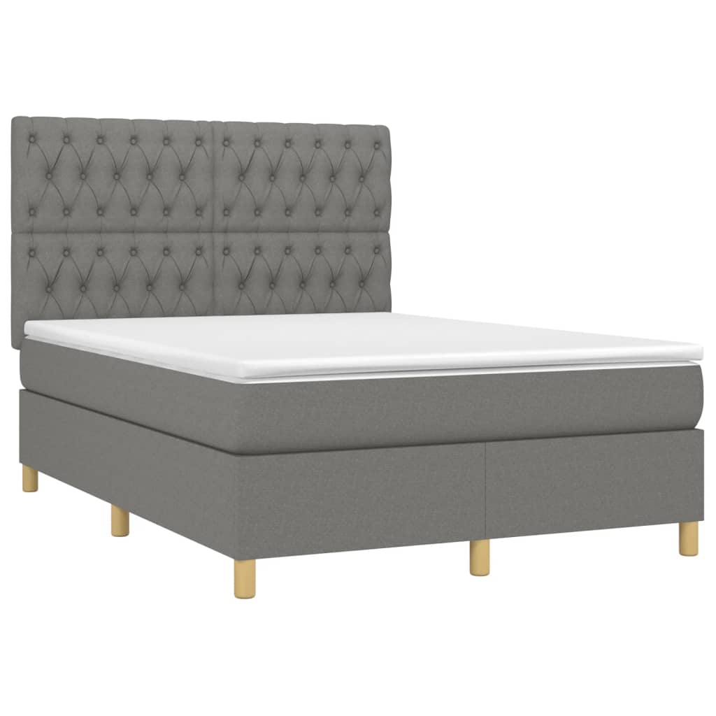 Boxspring met matras stof donkergrijs 140x190 cm is nu te koop bij PeponiXL, paradijselijk wonen!