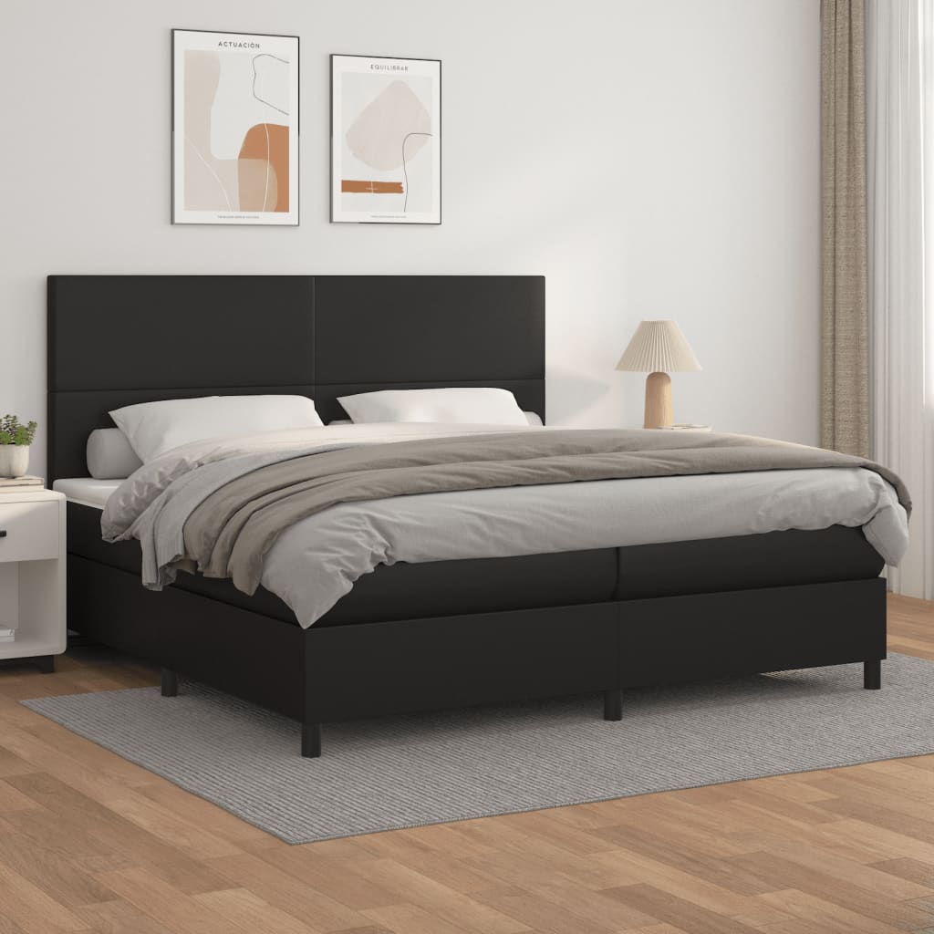 Boxspring met matras kunstleer zwart 200x200 cm is nu te koop bij PeponiXL, paradijselijk wonen!