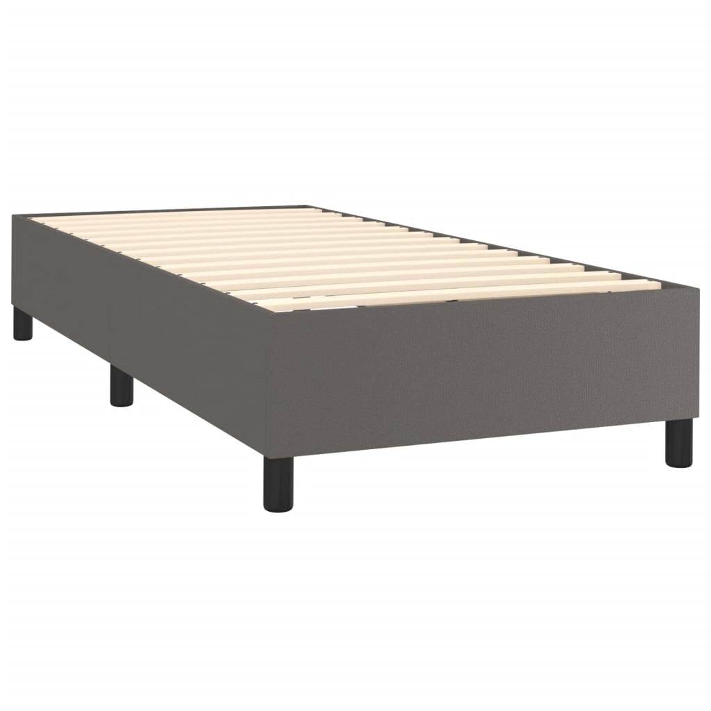 Boxspring met matras kunstleer grijs 100x200 cm is nu te koop bij PeponiXL, paradijselijk wonen!