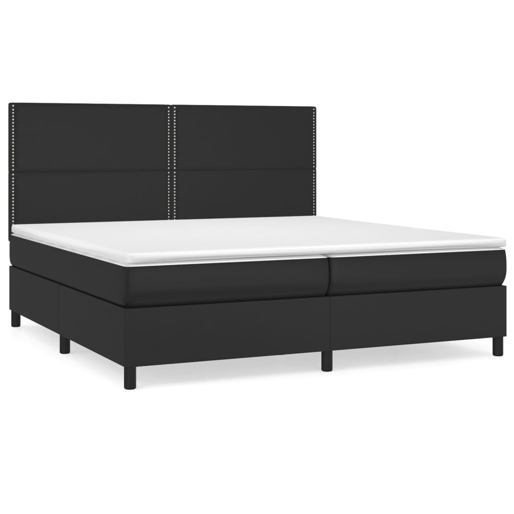 Boxspring met matras kunstleer zwart 200x200 cm is nu te koop bij PeponiXL, paradijselijk wonen!