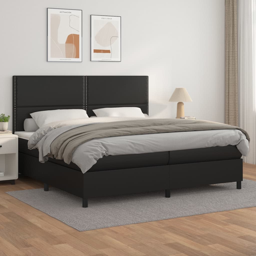 Boxspring met matras kunstleer zwart 200x200 cm is nu te koop bij PeponiXL, paradijselijk wonen!