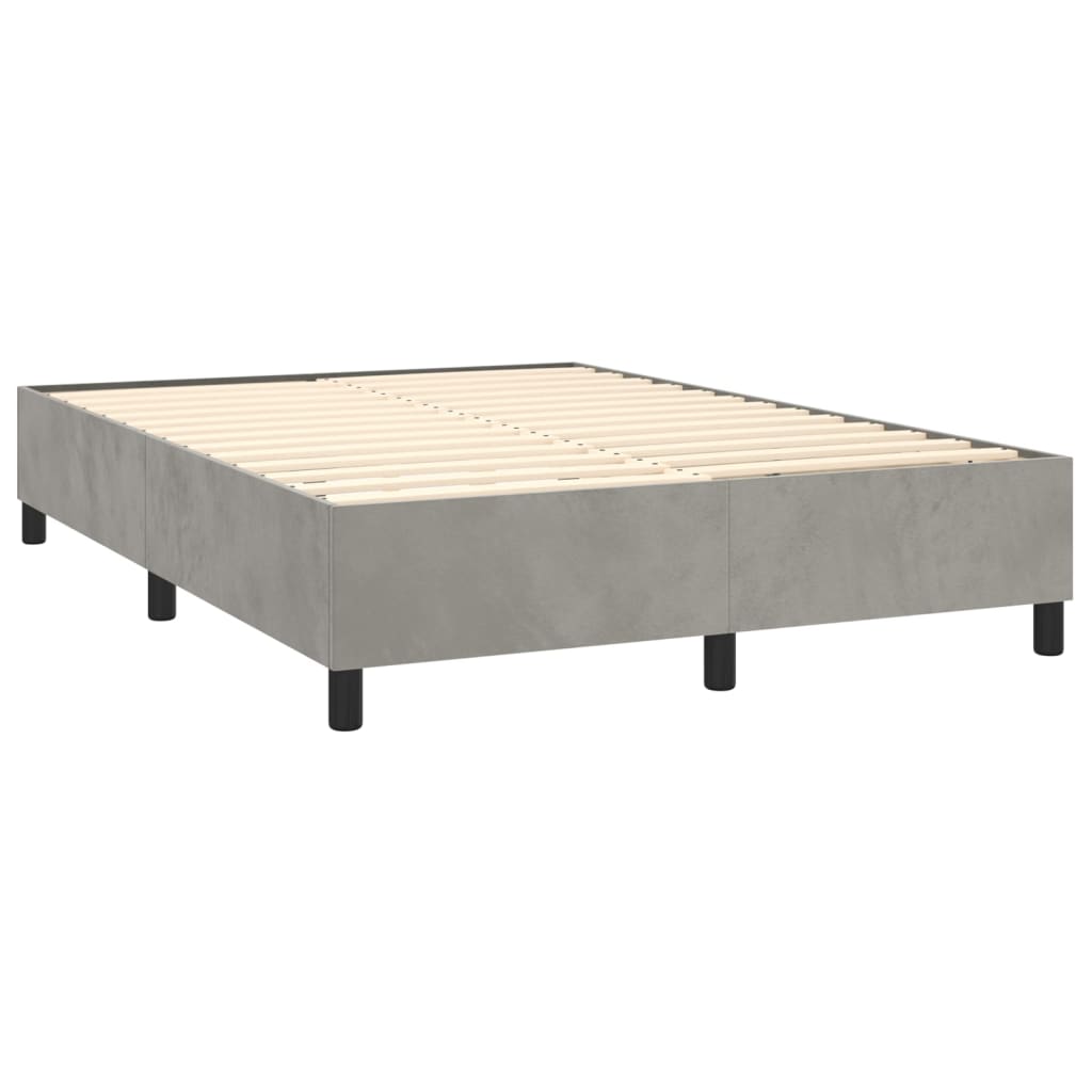 Boxspring met matras fluweel lichtgrijs 140x190 cm is nu te koop bij PeponiXL, paradijselijk wonen!