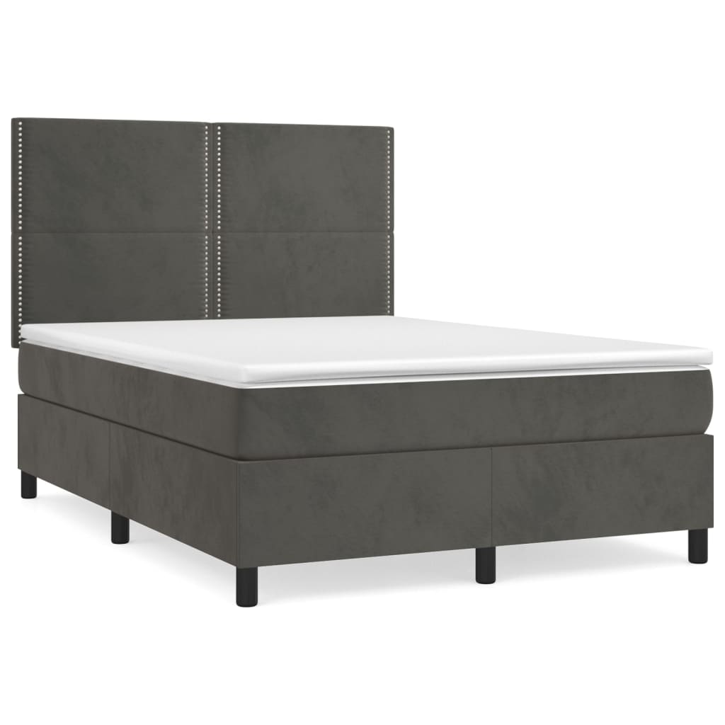 Boxspring met matras fluweel donkergrijs 140x200 cm is nu te koop bij PeponiXL, paradijselijk wonen!