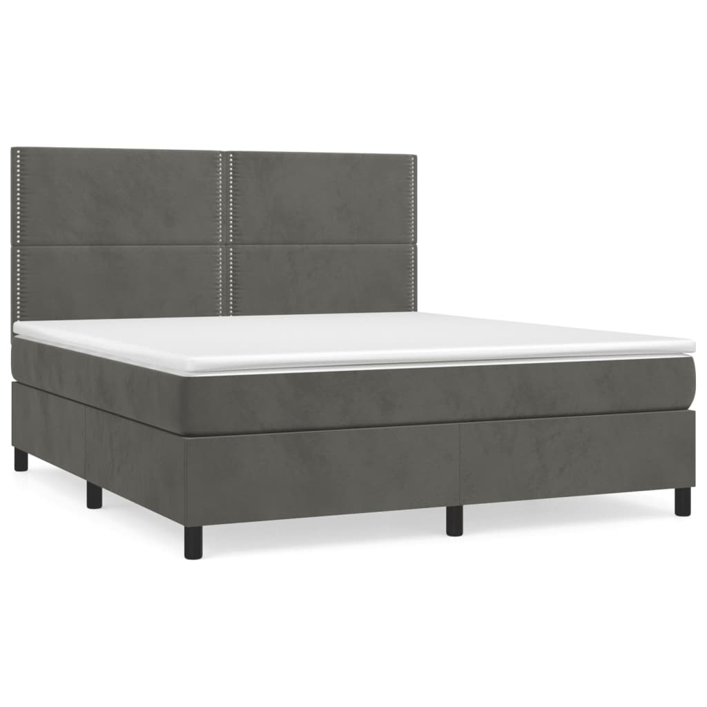 Boxspring met matras fluweel donkergrijs 180x200 cm is nu te koop bij PeponiXL, paradijselijk wonen!