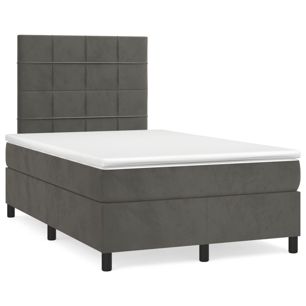 Boxspring met matras fluweel donkergrijs 120x200 cm is nu te koop bij PeponiXL, paradijselijk wonen!