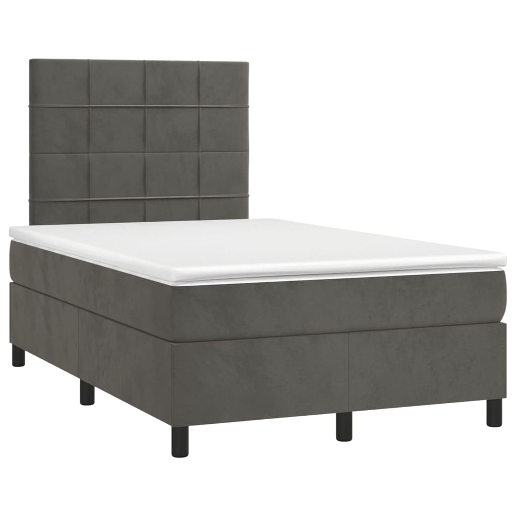 Boxspring met matras fluweel donkergrijs 120x200 cm is nu te koop bij PeponiXL, paradijselijk wonen!