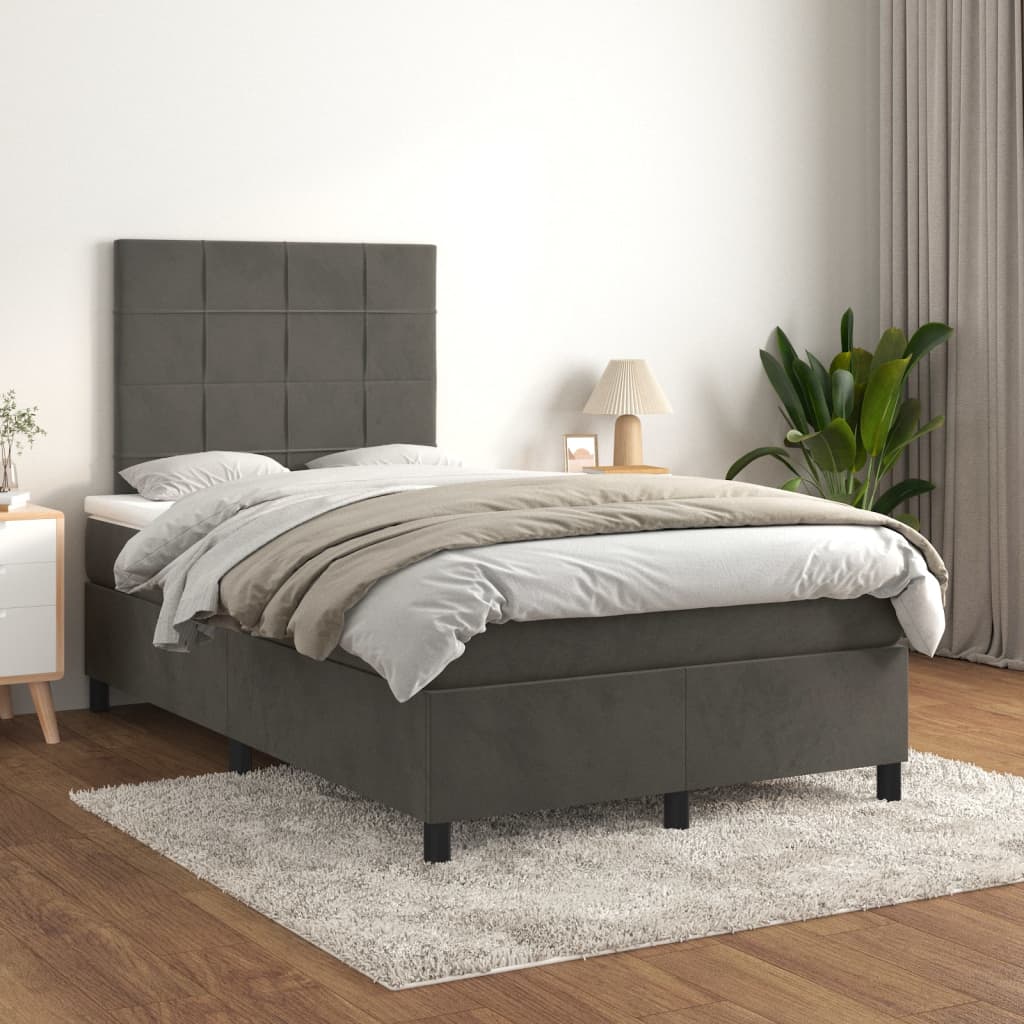 Boxspring met matras fluweel donkergrijs 120x200 cm is nu te koop bij PeponiXL, paradijselijk wonen!