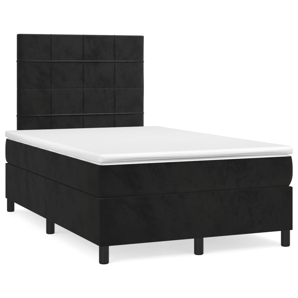 Boxspring met matras fluweel zwart 120x200 cm is nu te koop bij PeponiXL, paradijselijk wonen!