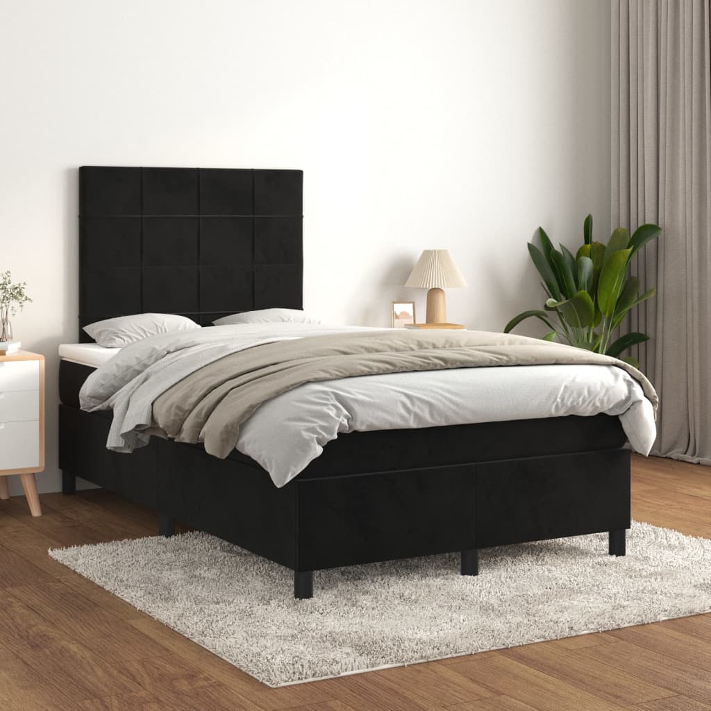 Boxspring met matras fluweel zwart 120x200 cm is nu te koop bij PeponiXL, paradijselijk wonen!