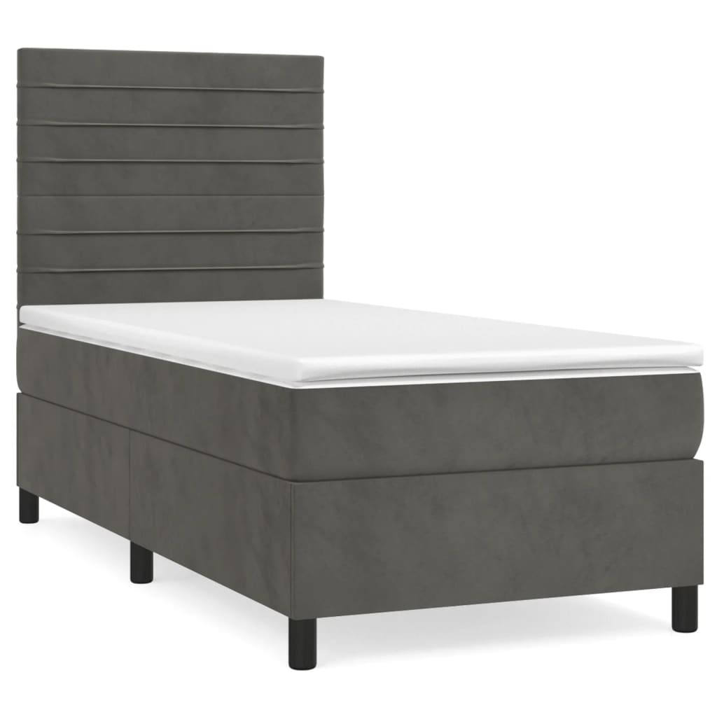 Boxspring met matras fluweel donkergrijs 90x190 cm is nu te koop bij PeponiXL, paradijselijk wonen!