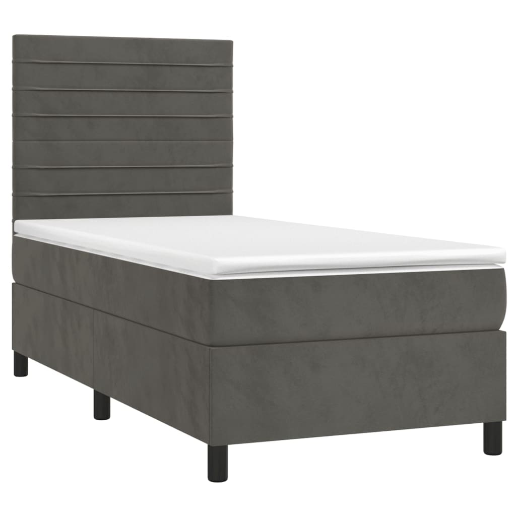 Boxspring met matras fluweel donkergrijs 90x190 cm is nu te koop bij PeponiXL, paradijselijk wonen!