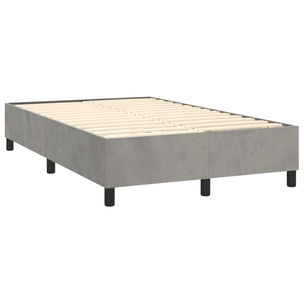 Boxspring met matras fluweel lichtgrijs 120x200 cm is nu te koop bij PeponiXL, paradijselijk wonen!