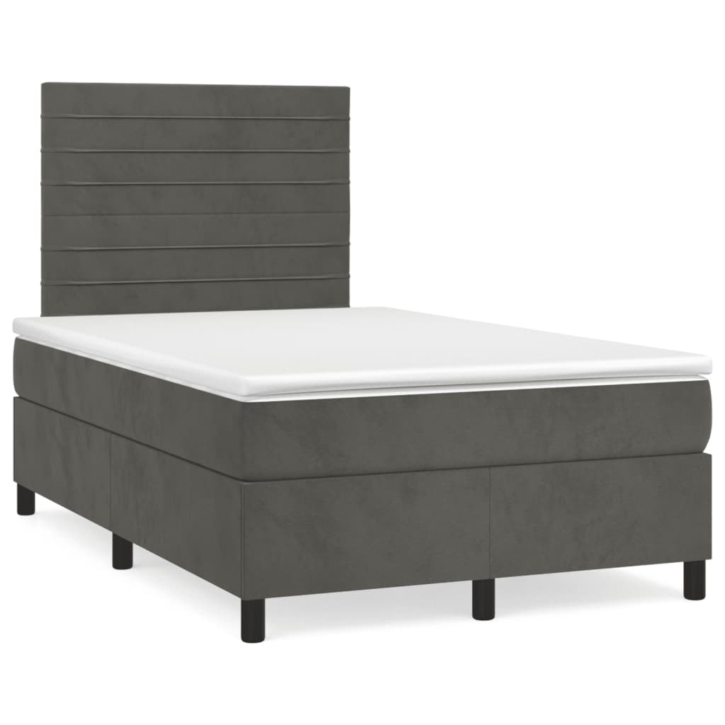 Boxspring met matras fluweel donkergrijs 120x200 cm is nu te koop bij PeponiXL, paradijselijk wonen!