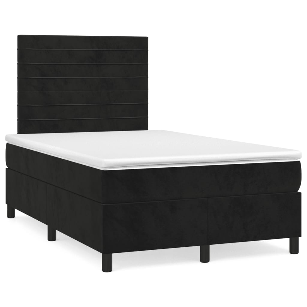 Boxspring met matras fluweel zwart 120x200 cm is nu te koop bij PeponiXL, paradijselijk wonen!