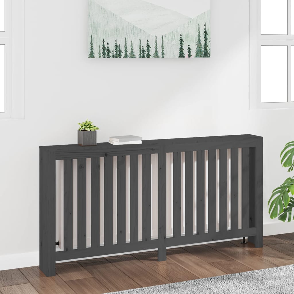 Radiatorombouw 169x19x84 cm massief grenenhout grijs is nu te koop bij PeponiXL, paradijselijk wonen!