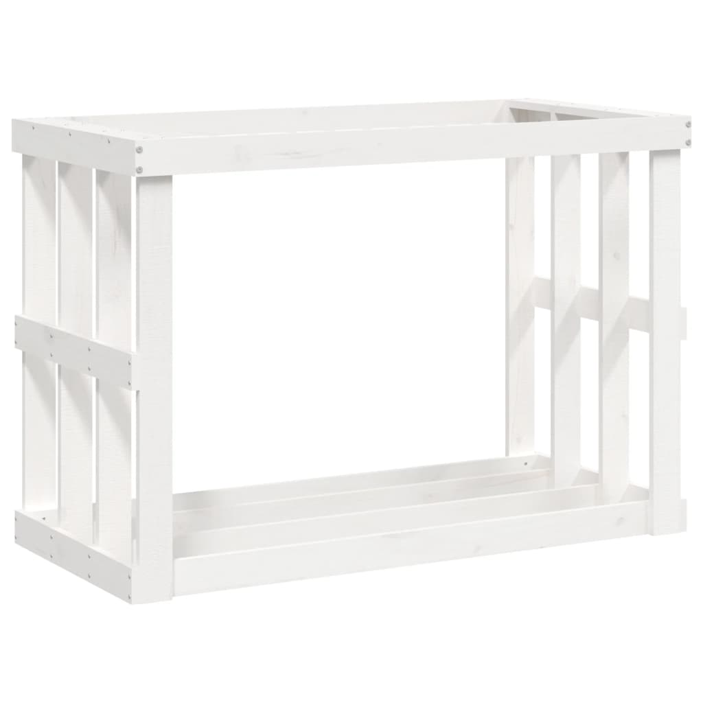 Houtblokhouder 108x52x74 cm massief grenenhout wit is nu te koop bij PeponiXL, paradijselijk wonen!
