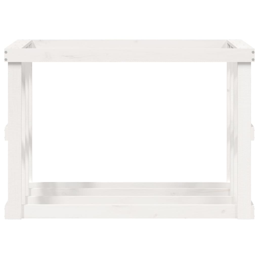 Houtblokhouder 108x52x74 cm massief grenenhout wit is nu te koop bij PeponiXL, paradijselijk wonen!