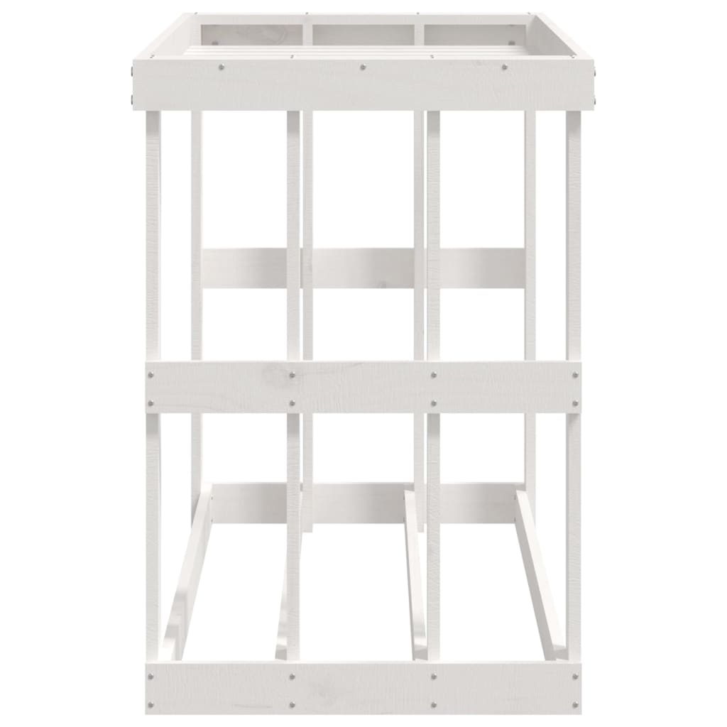 Houtblokhouder 108x52x74 cm massief grenenhout wit is nu te koop bij PeponiXL, paradijselijk wonen!