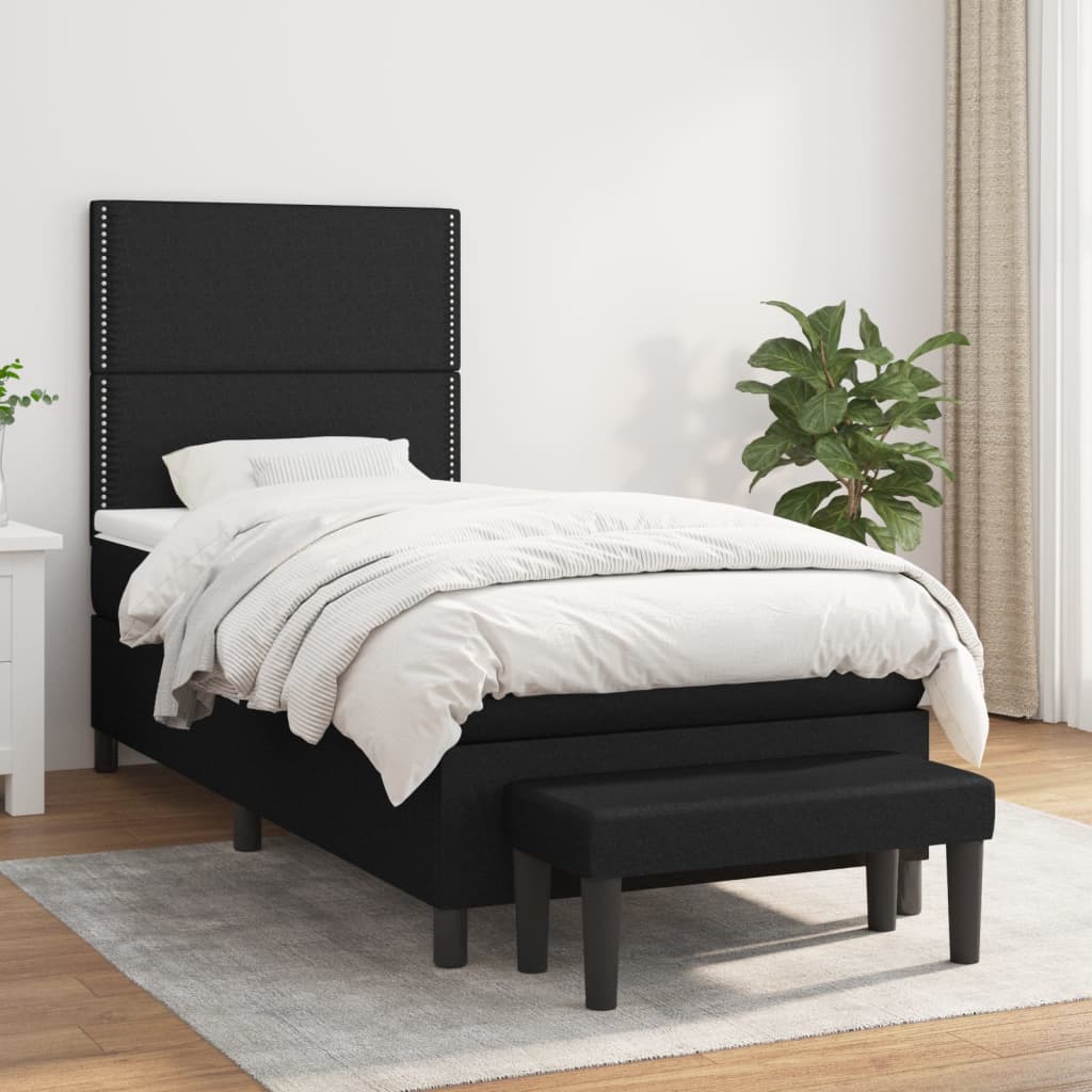 Boxspring met matras stof zwart 80x200 cm is nu te koop bij PeponiXL, paradijselijk wonen!