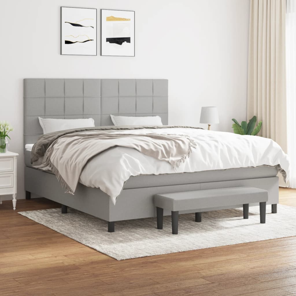 Boxspring met matras stof lichtgrijs 160x200 cm is nu te koop bij PeponiXL, paradijselijk wonen!