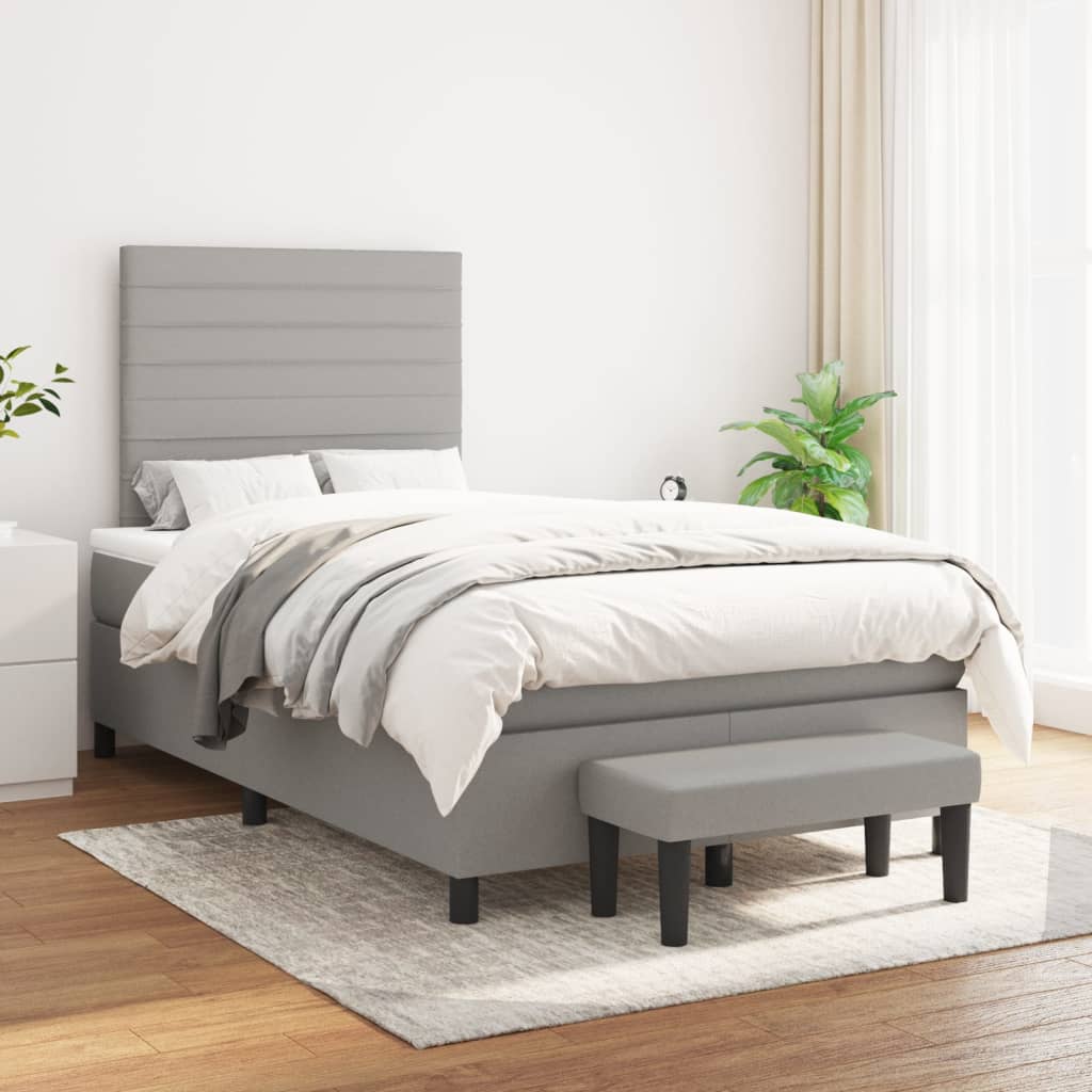Boxspring met matras stof lichtgrijs 120x200 cm is nu te koop bij PeponiXL, paradijselijk wonen!