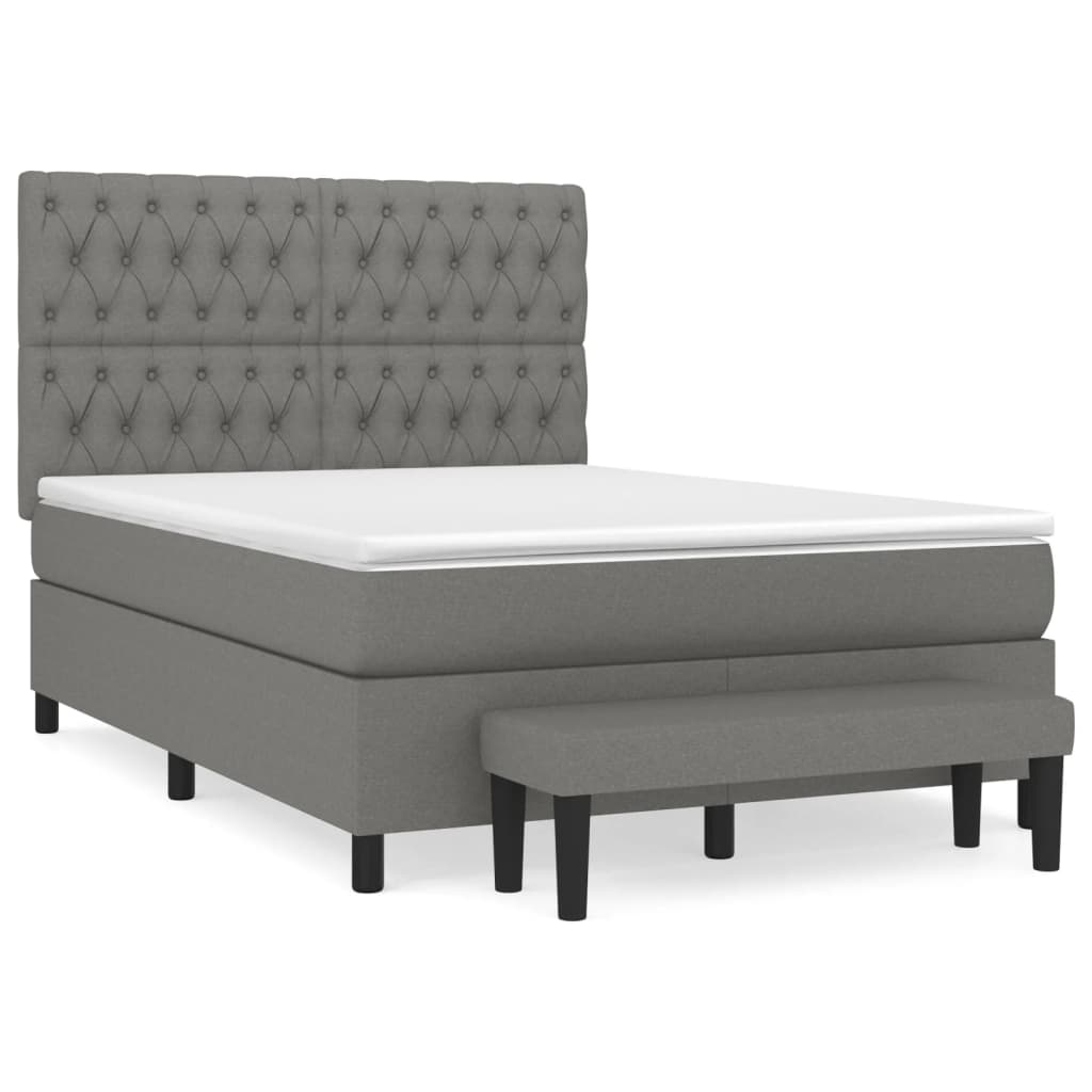 Boxspring met matras stof donkergrijs 140x190 cm is nu te koop bij PeponiXL, paradijselijk wonen!